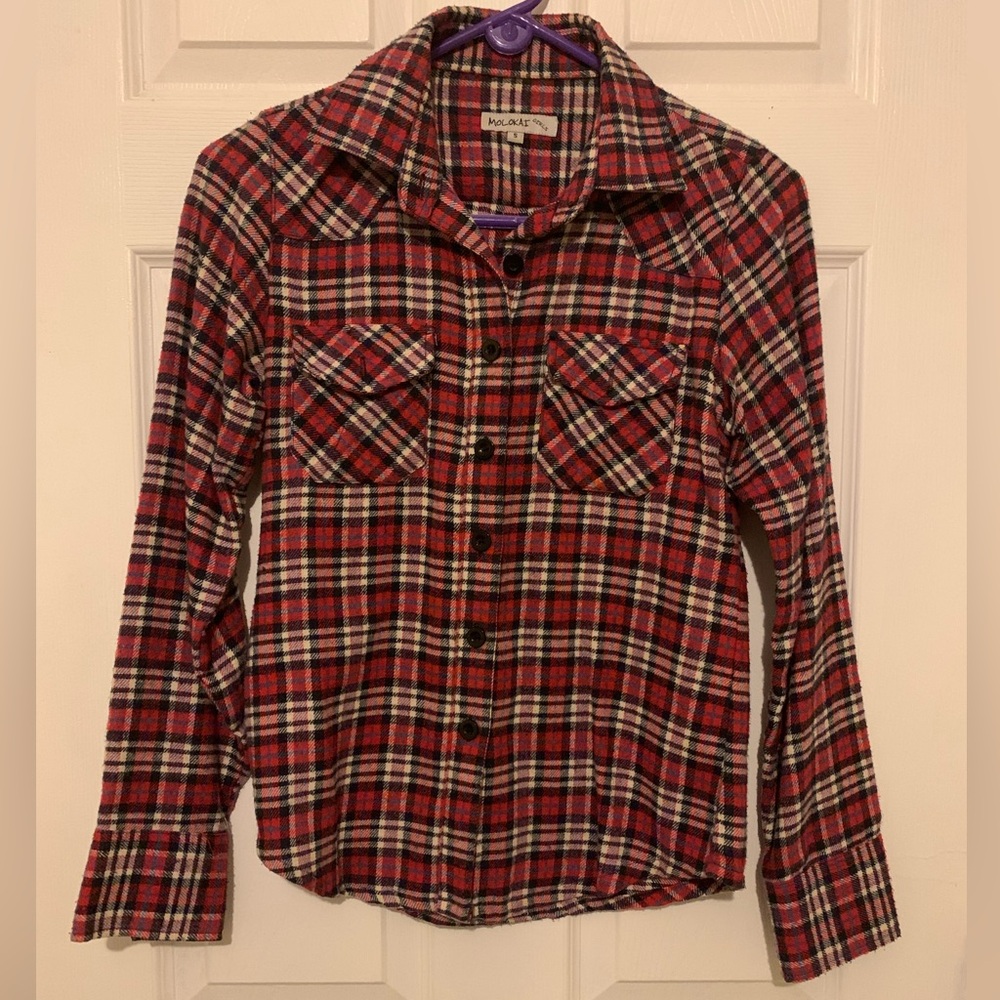 Classic Plaid Flannel Button Down Shirt in Red and Black
